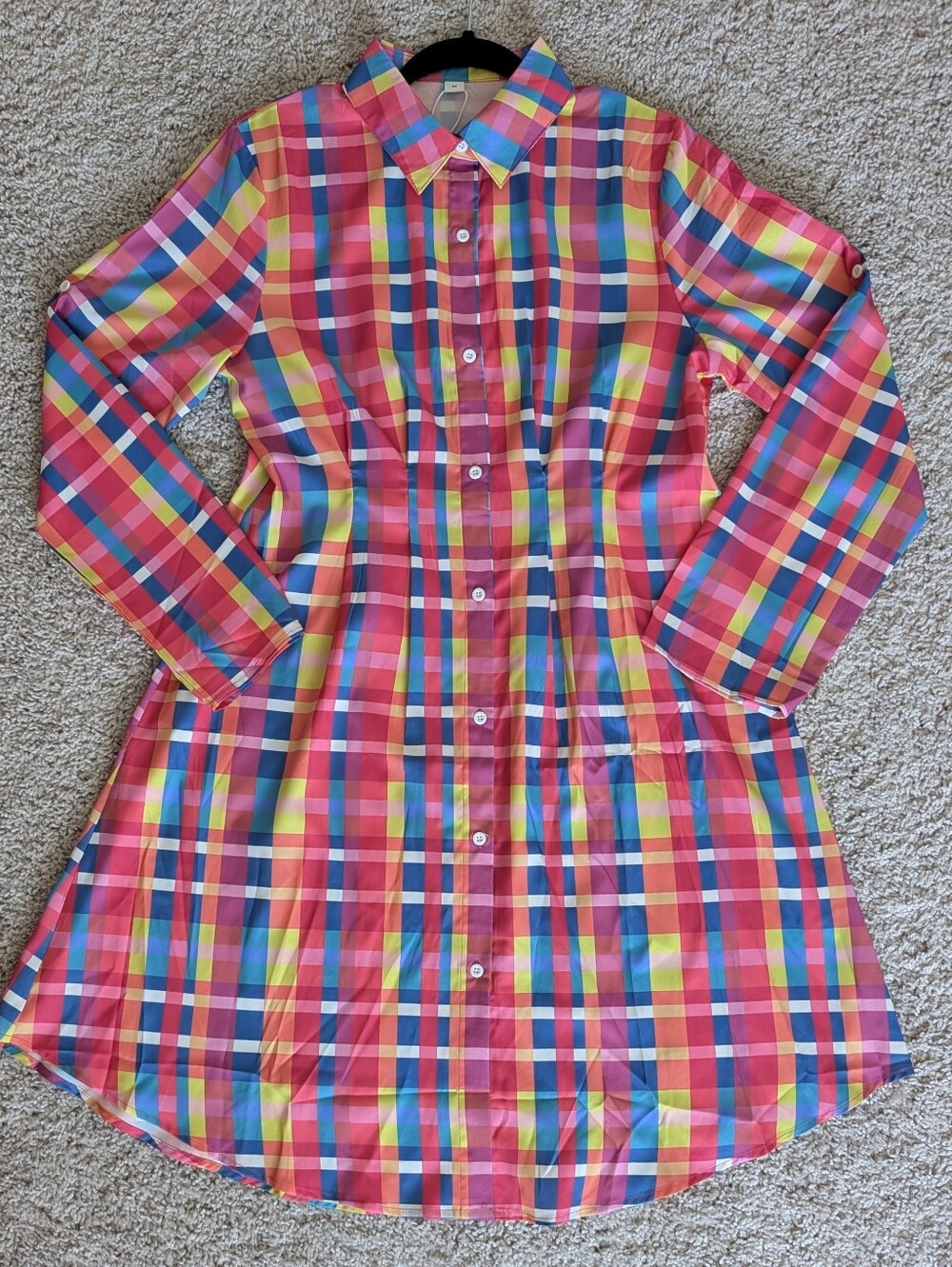 NWT Made With Love Vibrant Plaid Shirt Dress - Size M - Picture 3 of 11